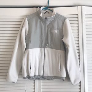 White/Grey North Face jacket Fleece